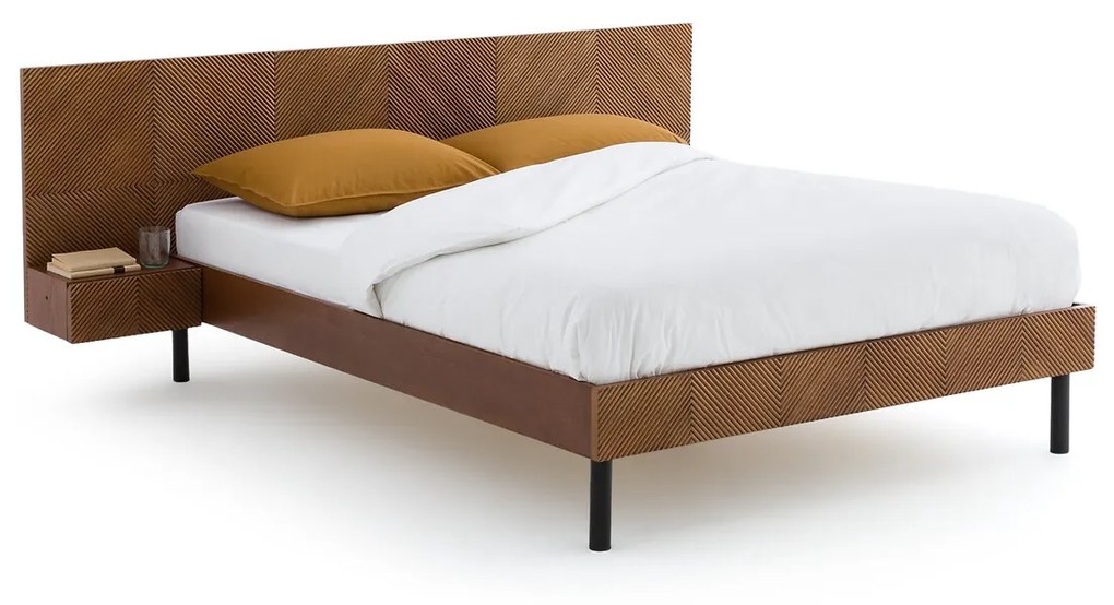 Bed met ingebouwde nachtkastjes en beddenbodem, Jérem