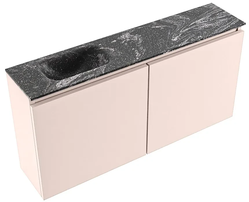 Mondiaz Ture DLux toiletmeubel 100cm rosee met wastafel lava links zonder kraangat