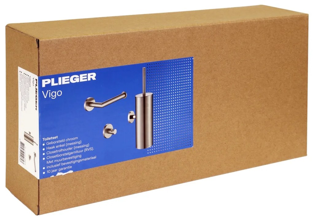 Plieger Vigo toiletaccessoiresset 3-delig geborsteld chroom