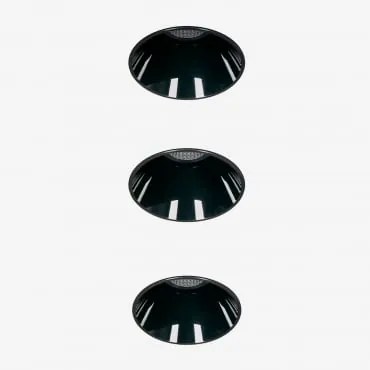 Pack Van 3 Inbouw Led Downlights Zonder Rand, Trimless, Rond Ø5,3 Cm Voor Buitengebruik In Aluminium Luisiana Zwart & 6 W & 38º & Wit Koud 4000k -
