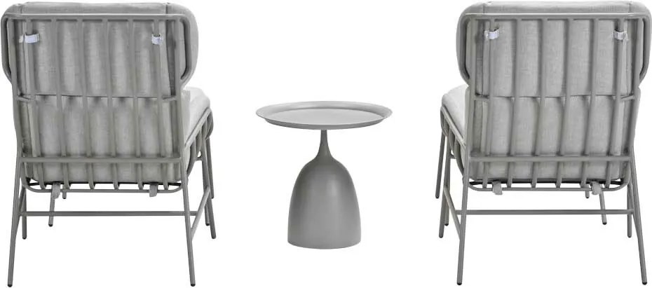 Garden Impressions Fresno loungestoelen taupe - Mati bijzettafel Ø50x48 cm
