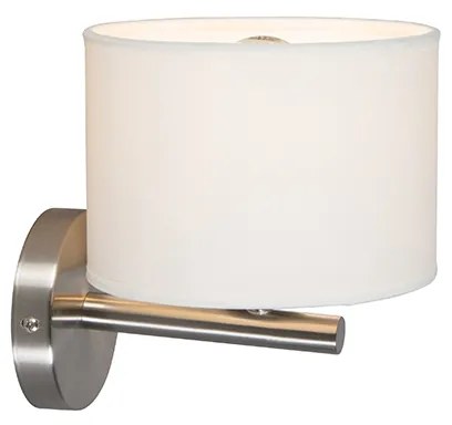 Moderne wandlamp staal met witte kap - VT