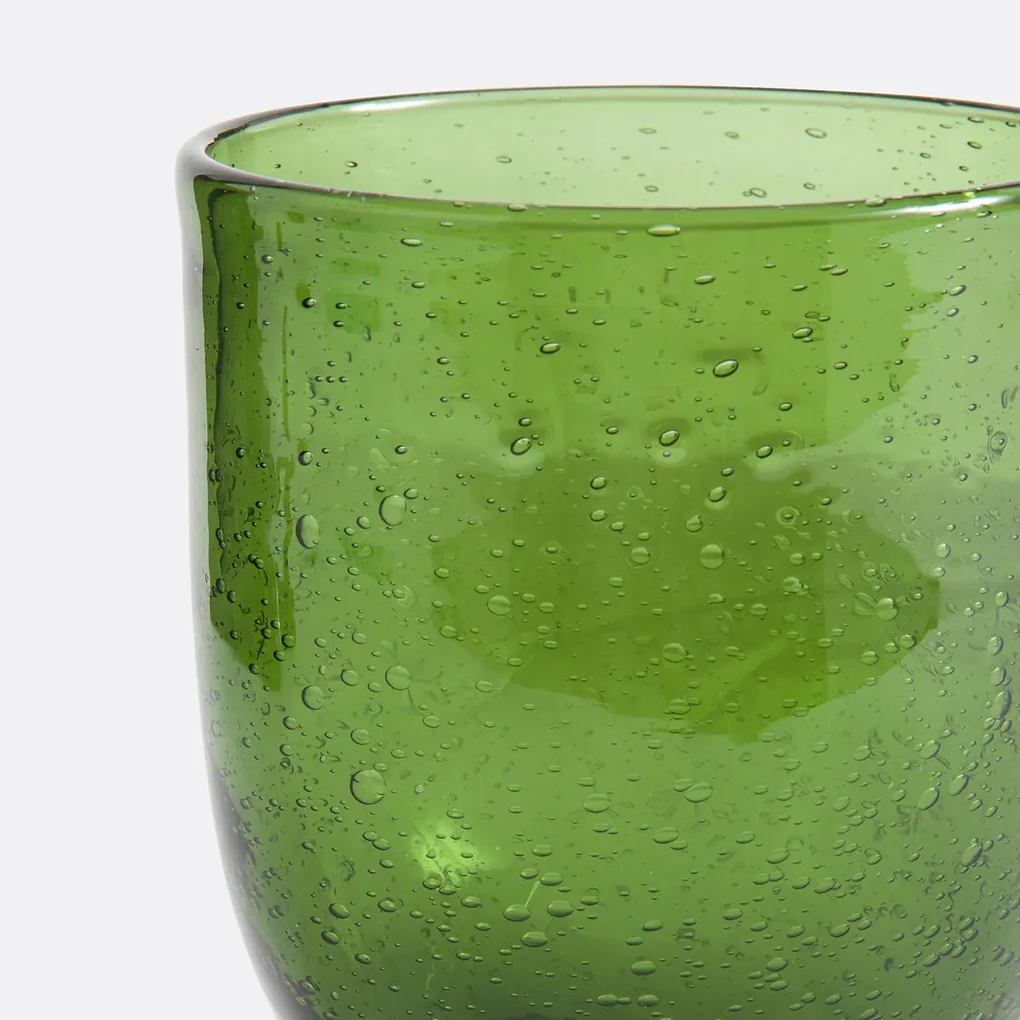 Set van 6 glazen op voet in bubbelglas, Faraji