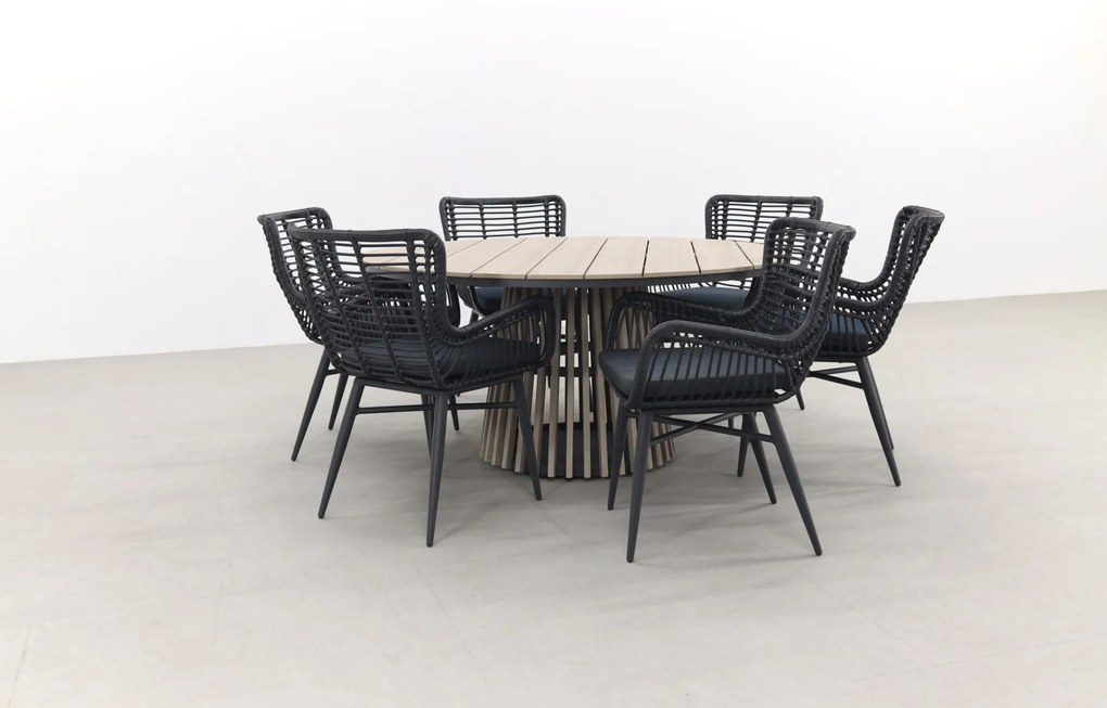 Jasmine Black/GI Trinxa 6-persoons ronde dining tuinset Ø148 cm.