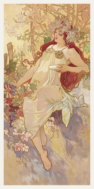 Kunstreproductie The Seasons: Autumn, Alfons Mucha