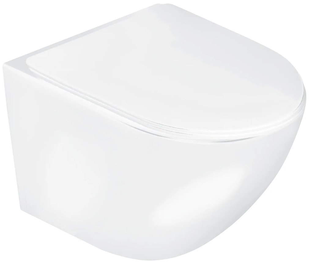 Kerra Delos randloos hangend toilet met softclose zitting wit