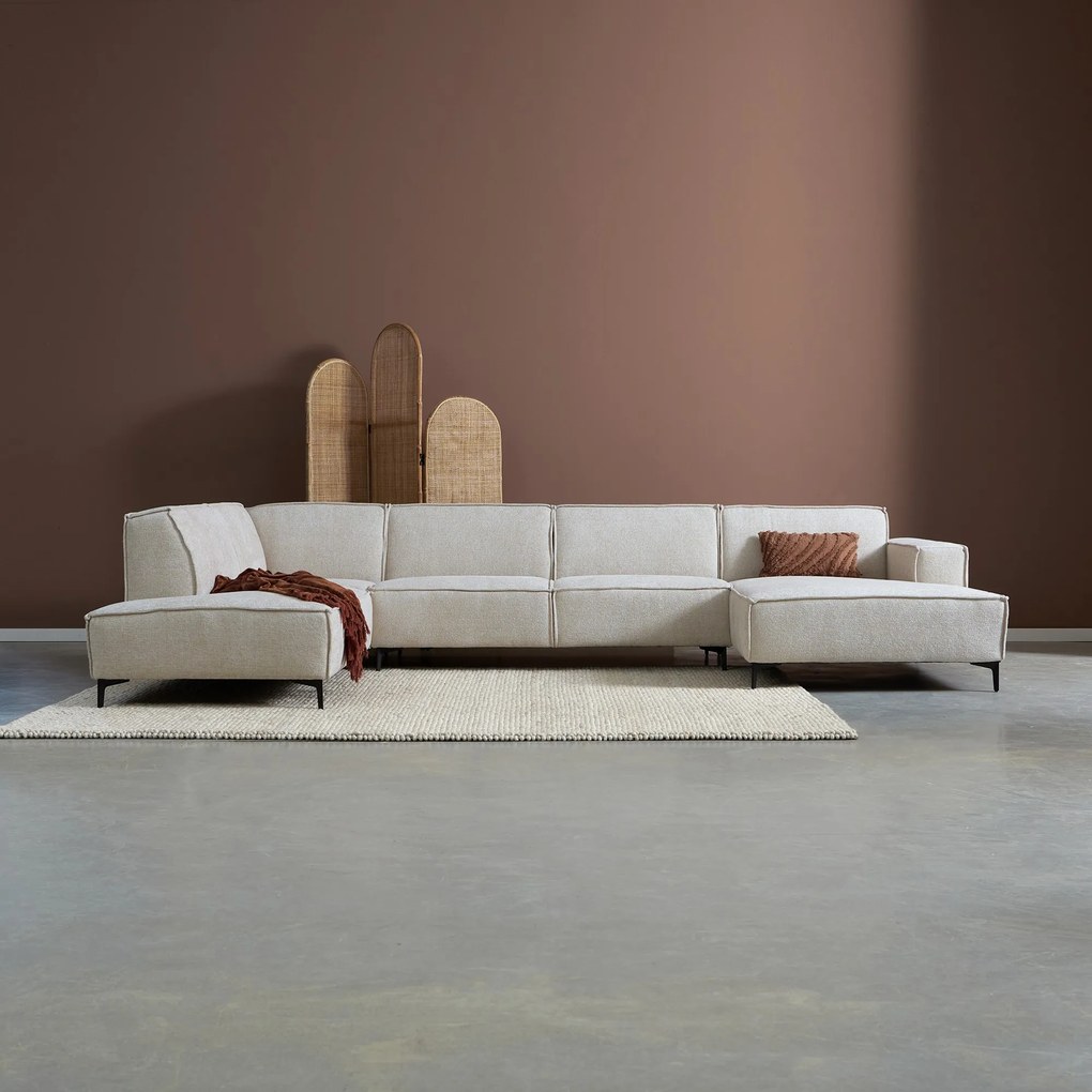 PEPP Interiors River Moderne U-bank Beige Stof Chaise Longue Rechts