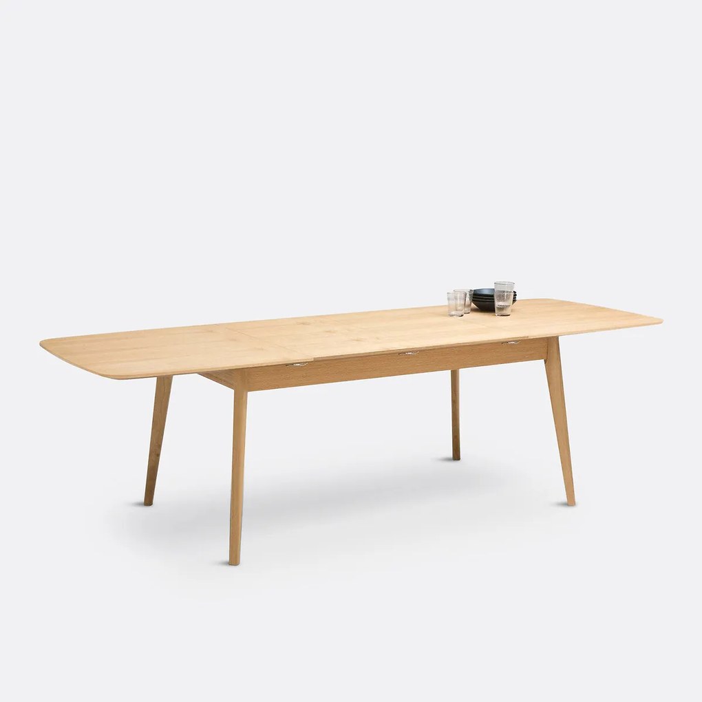 Uitschuifbare eettafel, eik en fineer, 4 tot 10 personen, BIFACE