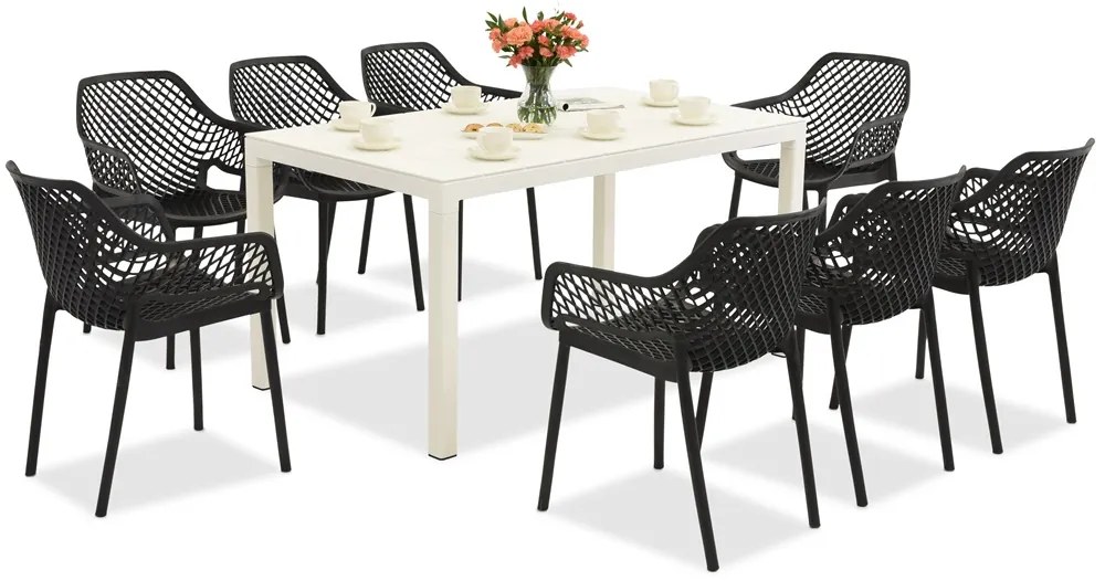 King/Aria wit en antraciet tuinmeubelset voor 8 personen Bica