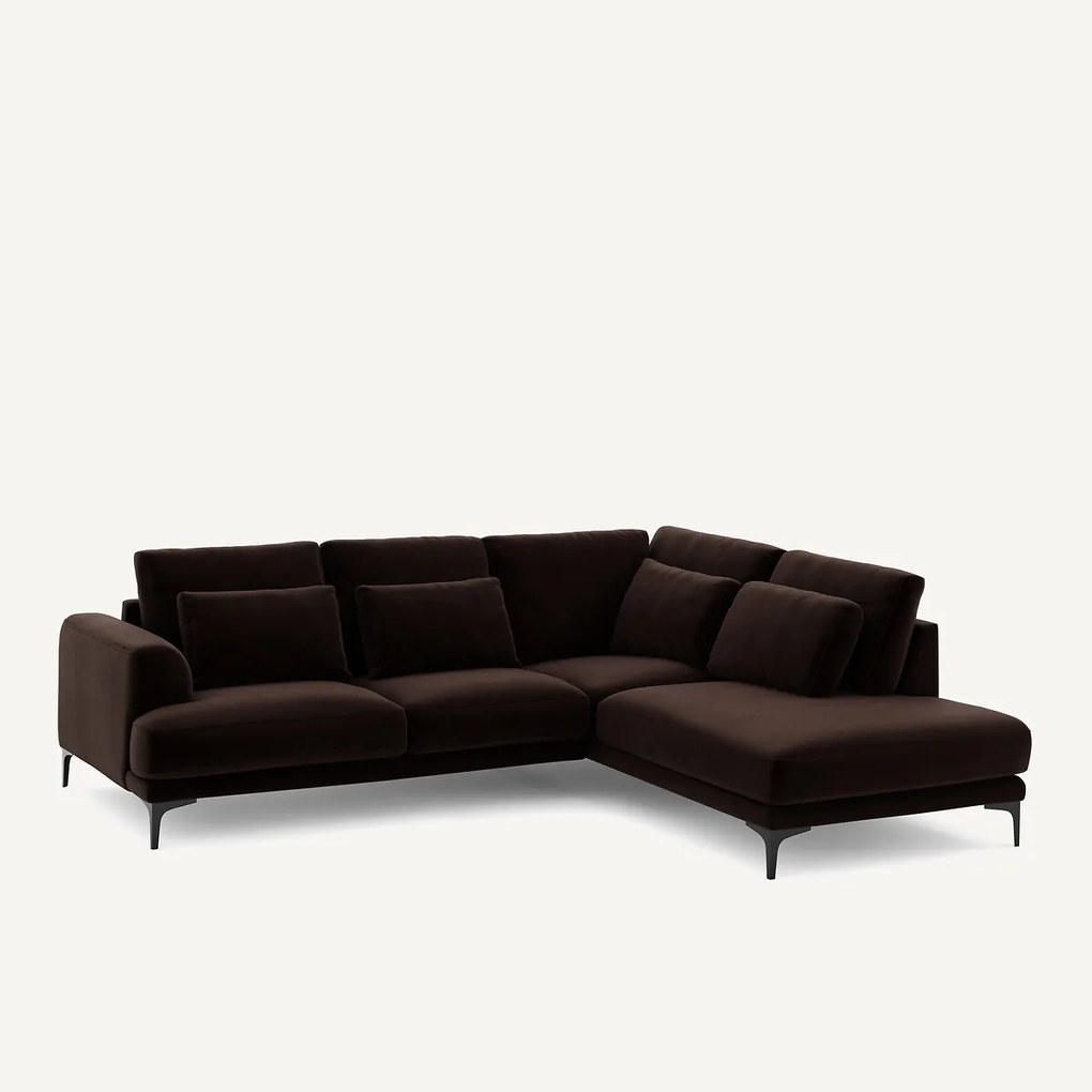 Linkse hoekbank met leuning in fluweel, Marsile