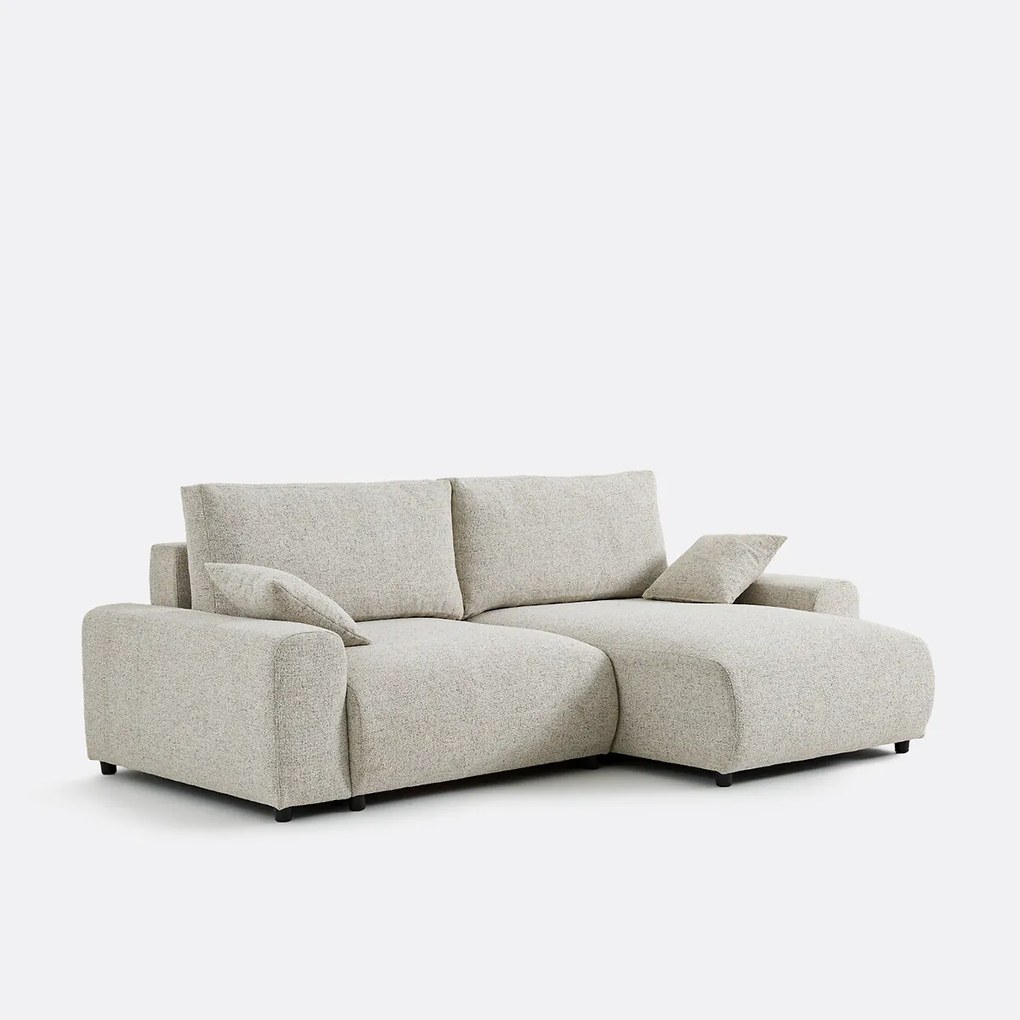 Omvormbare hoekbank met koffer, in gestippelde structuurstof, GALENE