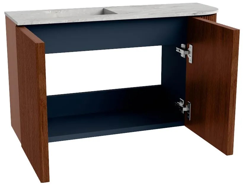 Mondiaz Joya DLux 70cm toiletmeubel ronding rechts ruby met wastafel faye links 1 kraangat glace