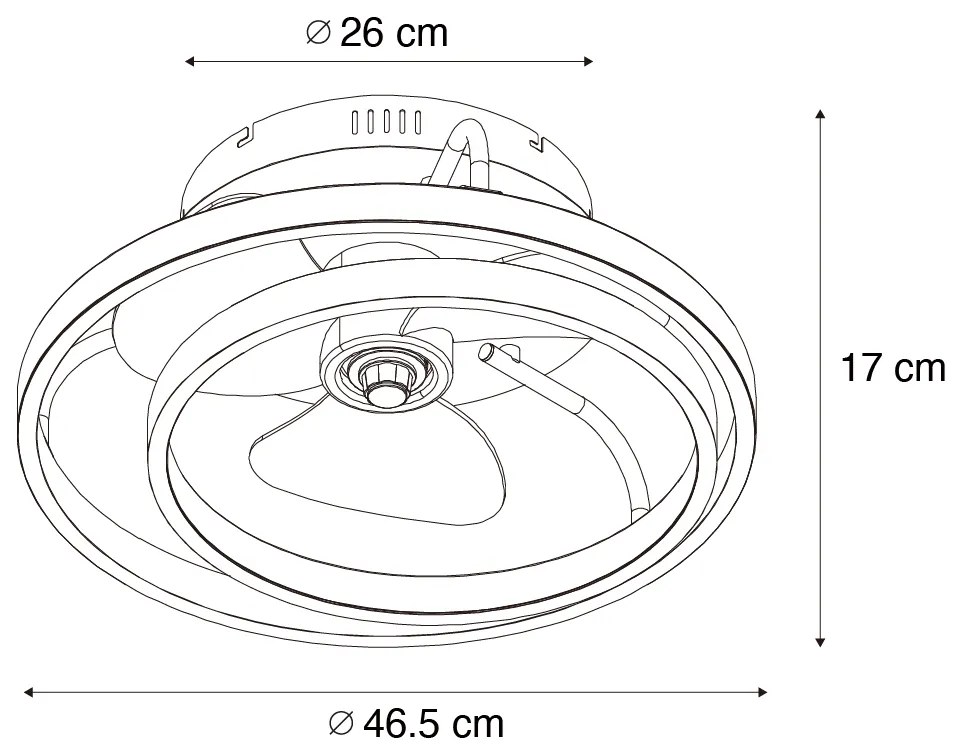 Plafondventilator met lamp staal incl. LED met afstandsbediening - Kees Design rond Binnenverlichting Lamp