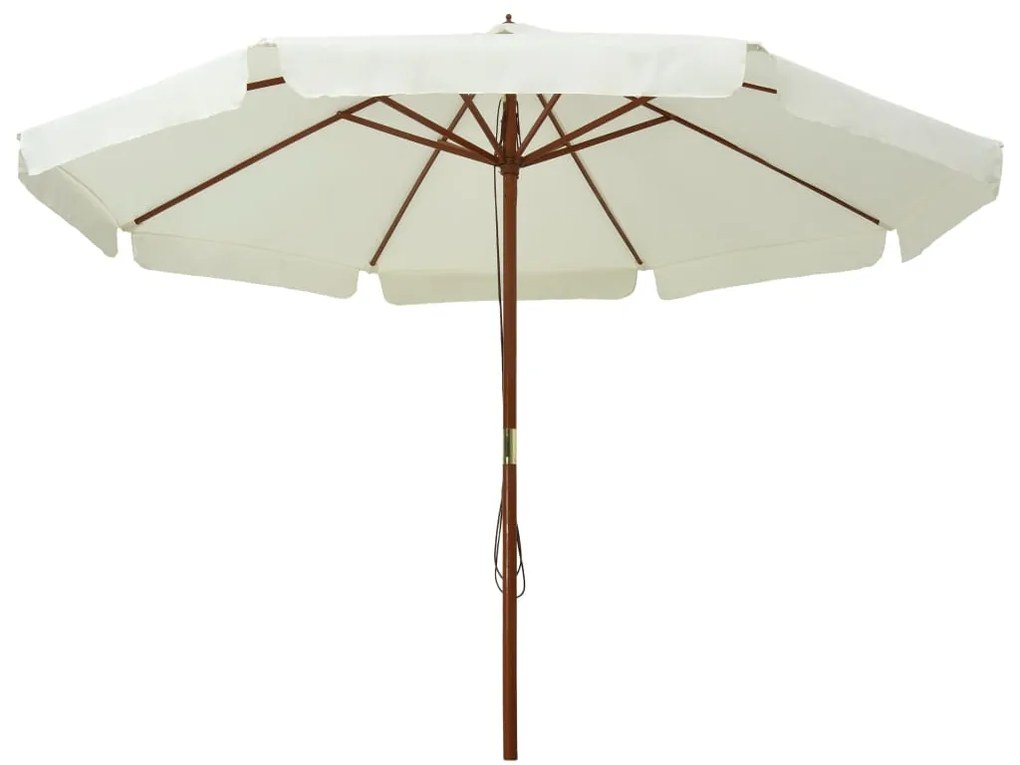 vidaXL Parasol met houten paal 330 cm zandwit