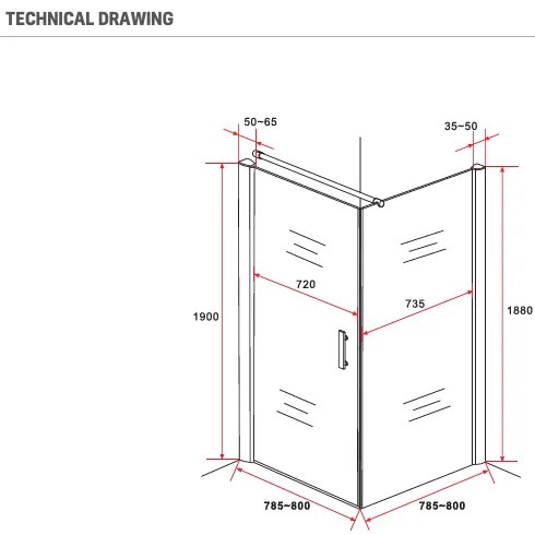 Sanigoods Momo douchecabine met draaideur 80x80cm chroom