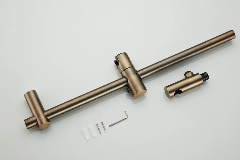 Saniclear Plus Curved inbouw regendouche met 30cm hoofddouche, plafondarm en glijstang verouderd messing