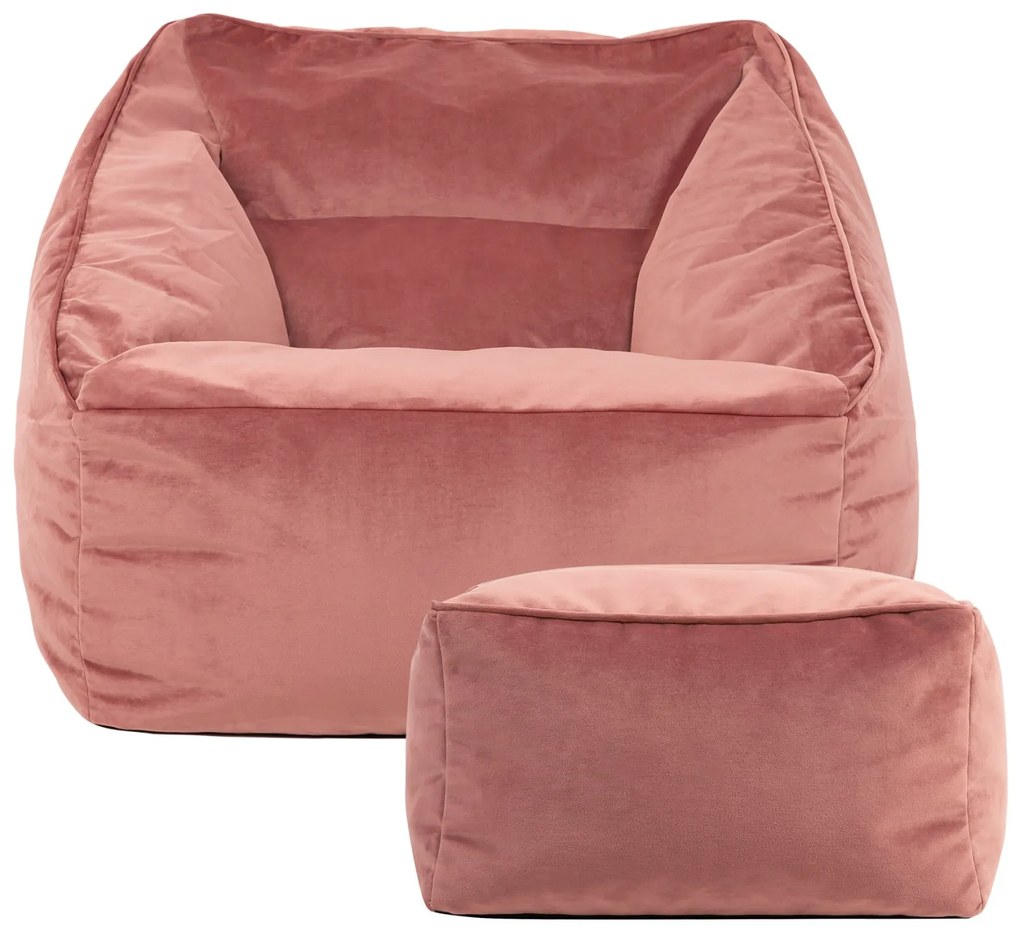 Natalia Velvet Armchair Bean Bag + Footstool