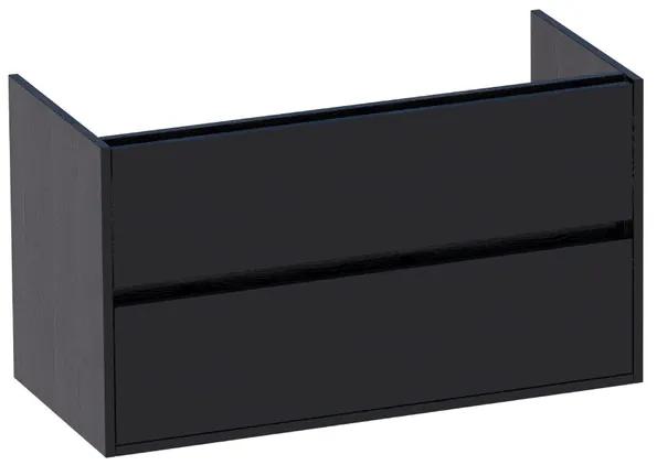 BRAUER Nexxt Wastafelonderkast - 100x46x55cm - 2 greeploze softclose lades - 1 sifonuitsparing - MFC - black wood 1420