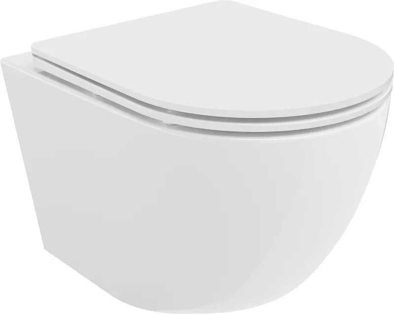 Mexen Lena Rimless wc-pot met langzaam sluitende, slanke duroplast zitting, wit glanzend - 30220300