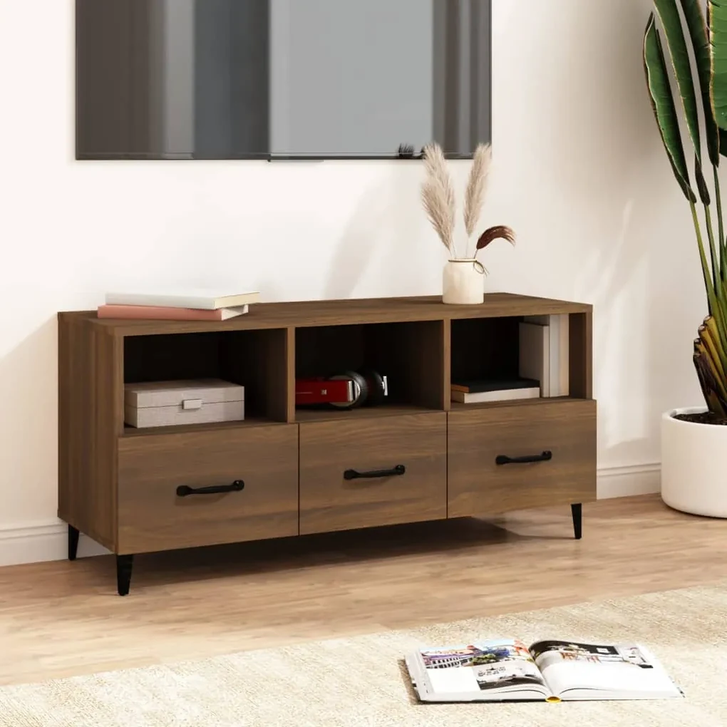 vidaXL Tv-meubel 102x35x50 cm bewerkt hout bruineikenkleurig