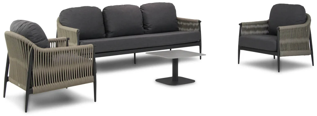 Stoel en Bank Loungeset 5 personen Rope Taupe Coco Lucia/Ralph