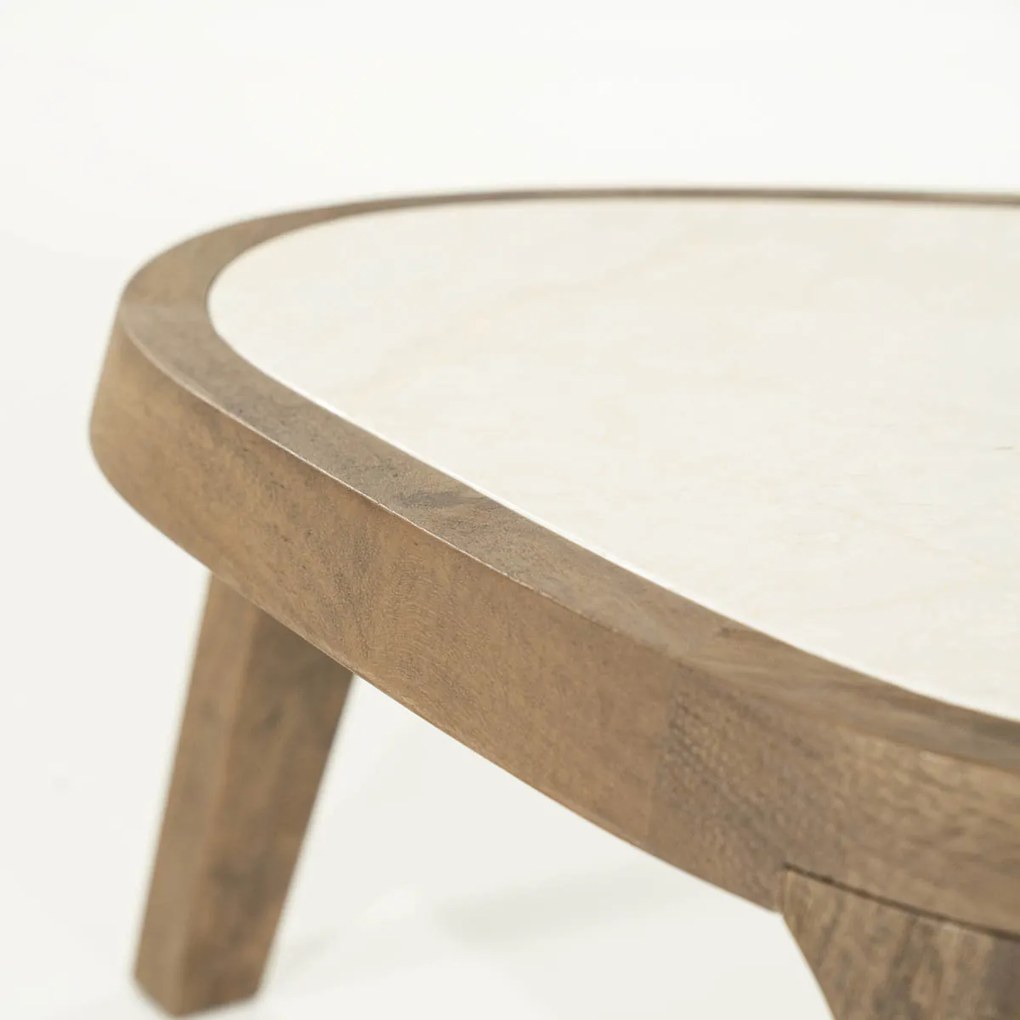 Salontafel Hout Met Marmer 60x51 Cm - 60 X 51cm.