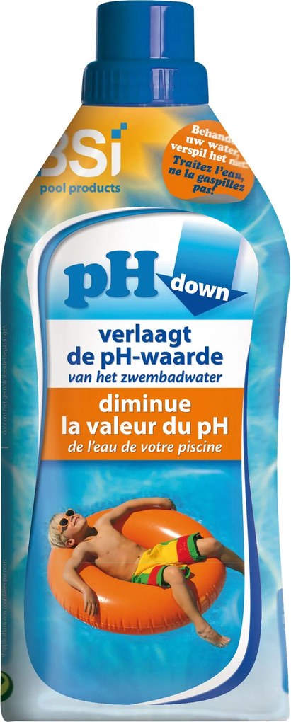 BSI pH Down liquid 1L - verlaagt de pH-waarde van je zwembad of spa