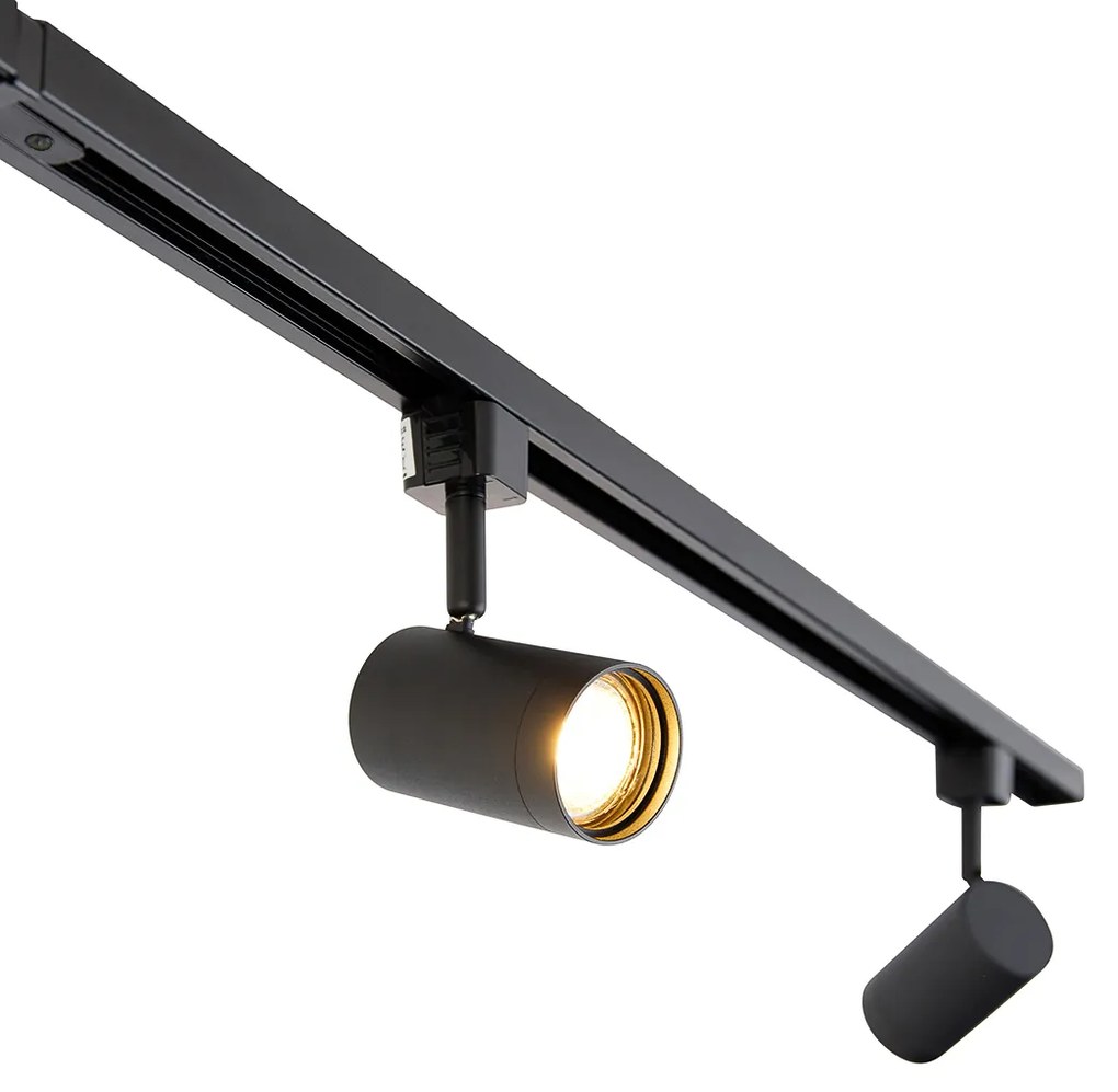 Smart railsysteem met 6 Spot / Opbouwspot / Plafondspots zwart 1-fase 200cm - Iconic Jeana Modern GU10 rond Binnenverlichting Lamp