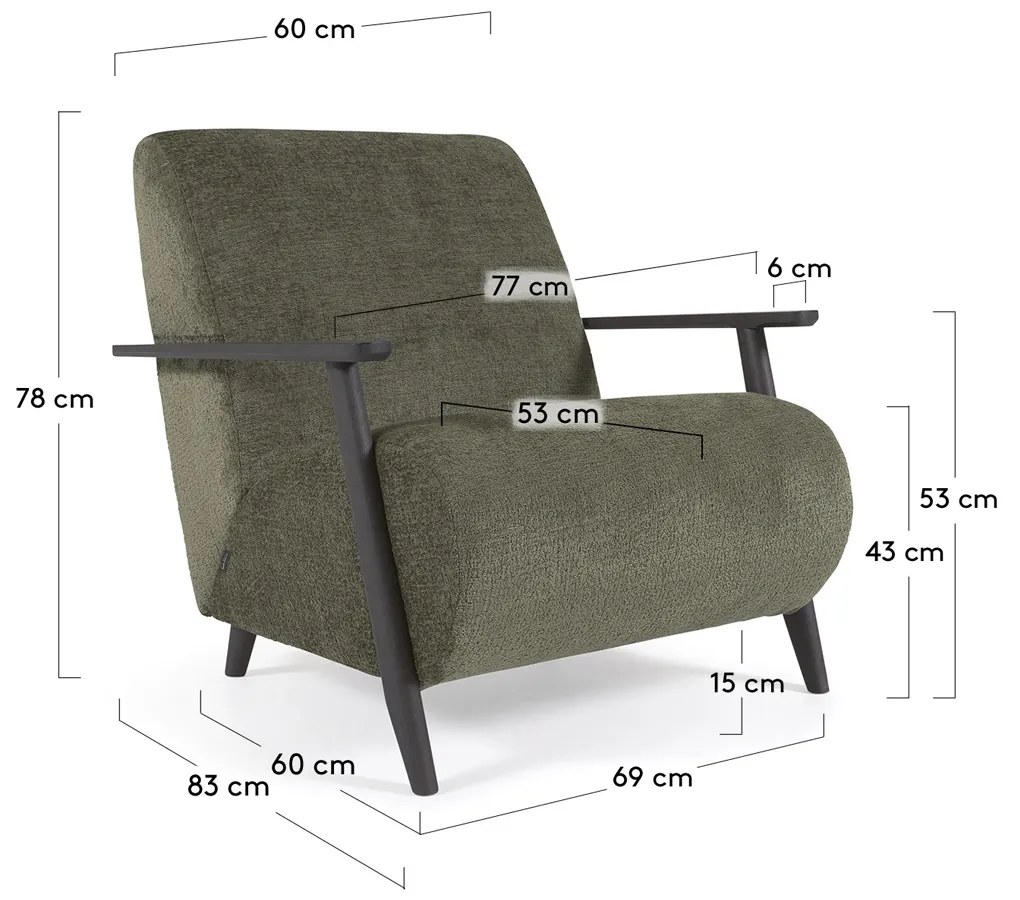 Kave Home Meghan Retro Fauteuil Groen Chenille