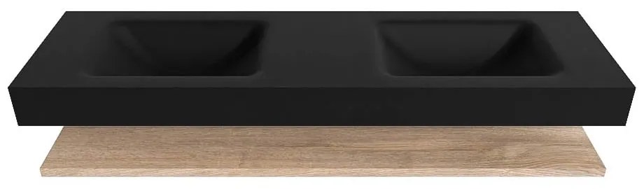 Zaro Alan badmeubel 160cm met planchet washed oak en vrijhangende wastafel cloud dubbel 2 kraangaten urban