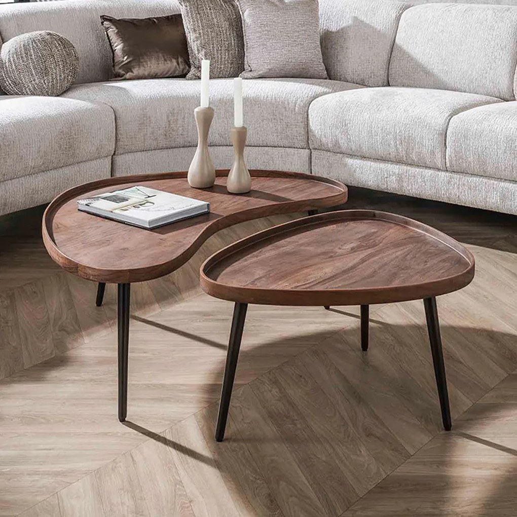 Organische Salontafels Met Metaal Frame - 103 X 55cm.