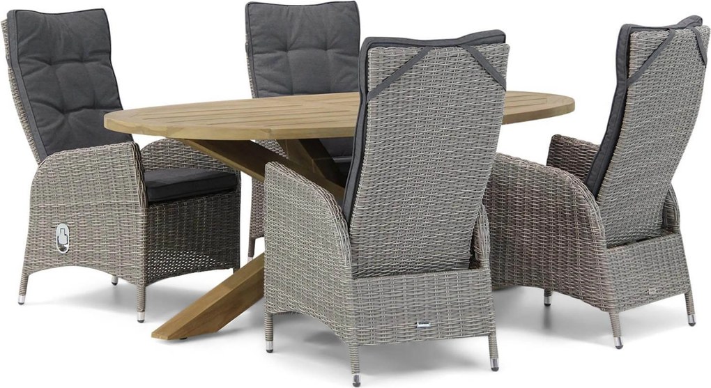Tuinset 4 personen 200 cm Wicker Grijs Garden Collections Lincoln/Boston