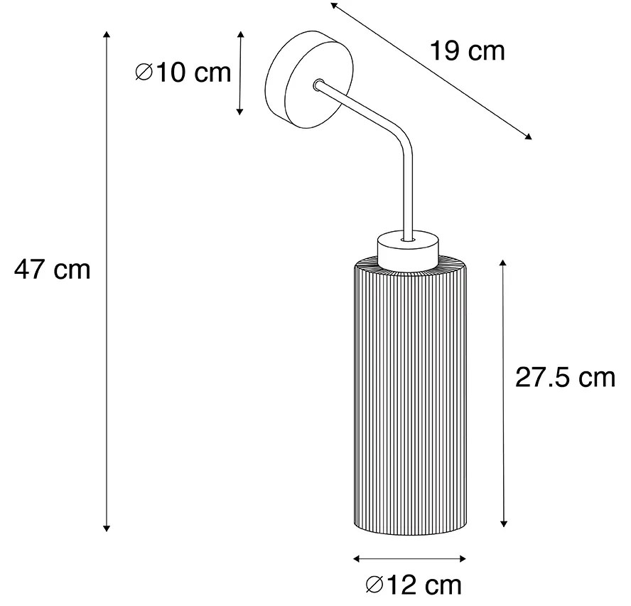 Art Deco wandlamp goud met glas - Laura