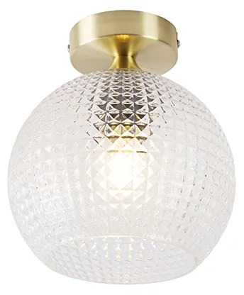 Art Deco plafondlamp messing met helder glas - Sphere