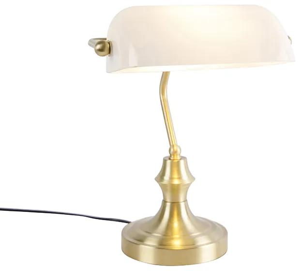 Klassieke notarislamp goud met opaal glas - Banker Klassiek / Antiek E27 Binnenverlichting Lamp
