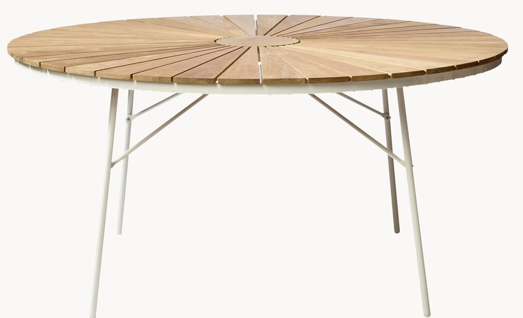 Ronde tuintafel Ellen met teakhouten tafelblad, in verschillende formaten