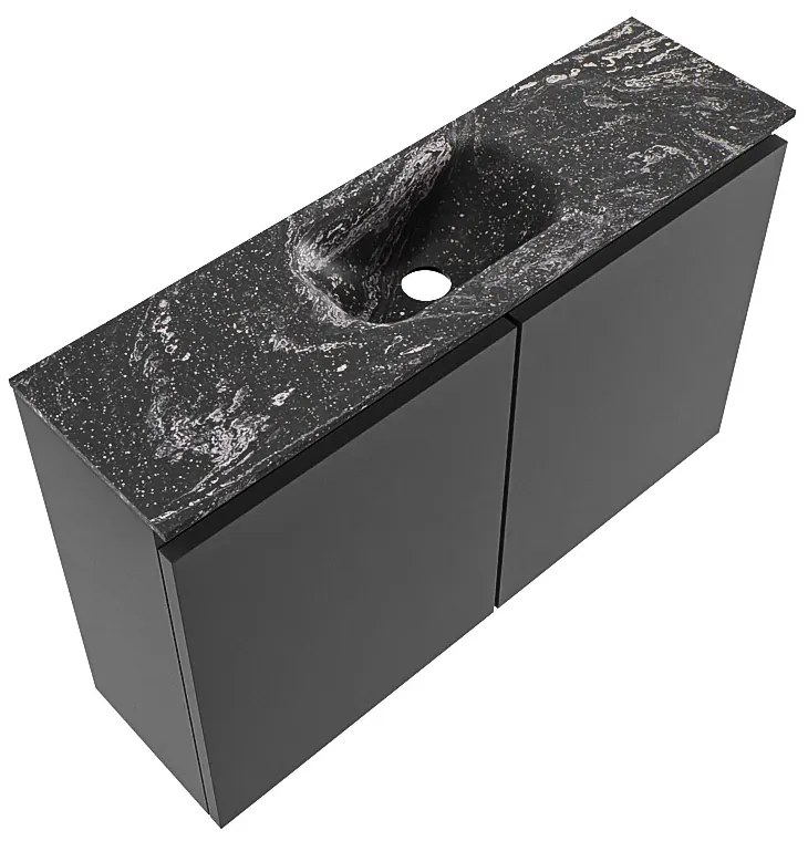 Mondiaz Ture DLux toiletmeubel 80cm dark grey met wastafel lava midden met kraangat