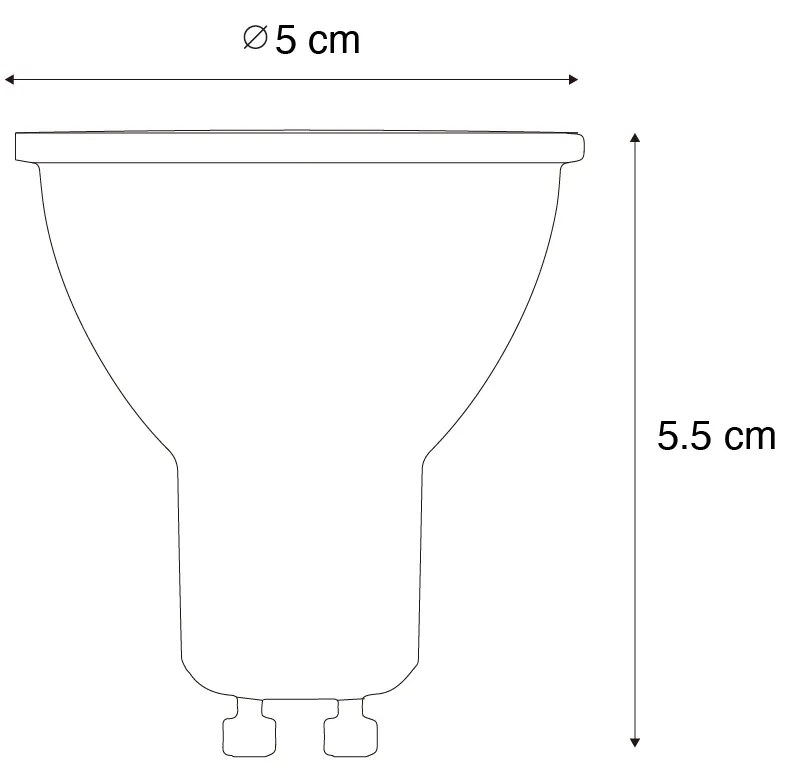 Set van 5 GU10 dimbare LED lamp 6W 500 lm 3000K