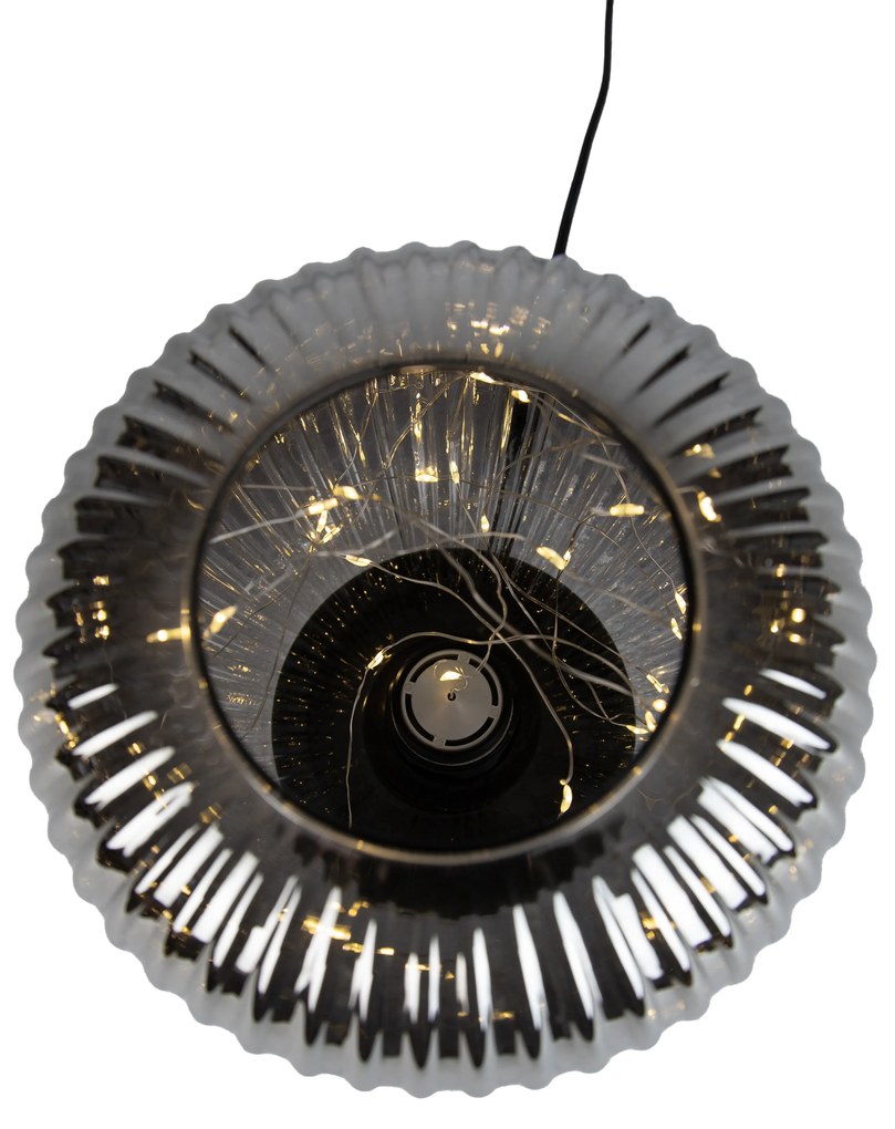 Art Deco tafellamp zwart met smoke glas incl. E27 lichtsnoer - Karel Art Deco E27 rond Binnenverlichting Lamp