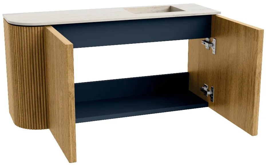 Mondiaz Joya DLux 80cm toiletmeubel ronding links oak met wastafel faye rechts zonder kraangat meli
