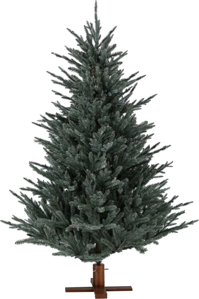 Arkansas Frosted Blue kunstkerstboom - 213 cm - Blauw - Diameter 142 cm - 2846 tips - Houten voet