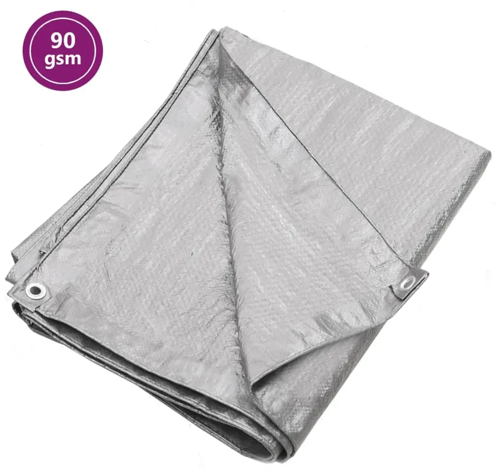 vidaXL Dekzeil 90 g/m² 4x6 m HDPE grijs