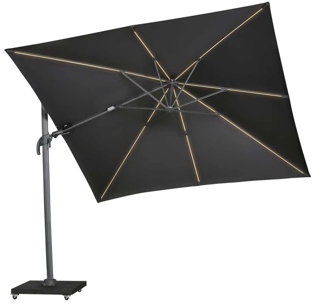 Garden Collections Alegria Zweefparasol Xm LED (incl. Voet En Hoes) Aluminium Grijs