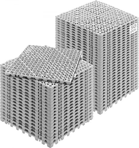 VEVOR in elkaar grijpende tegels 50 stuks vloertegels drainage vloertegels vloertegels 30 x 30 cm vierkante vloertegels voor buiten patio pvc vloertegels badkamer zwembad toilet grijs