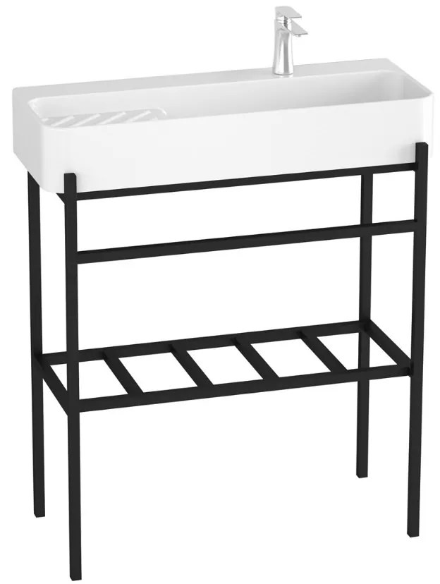 Badstuber Delta witte wastafel 80x31x80cm met zwarte poten
