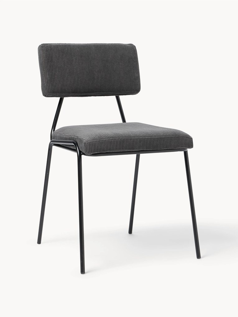 Gestoffeerde corduro stoelen Mats, 2-delig