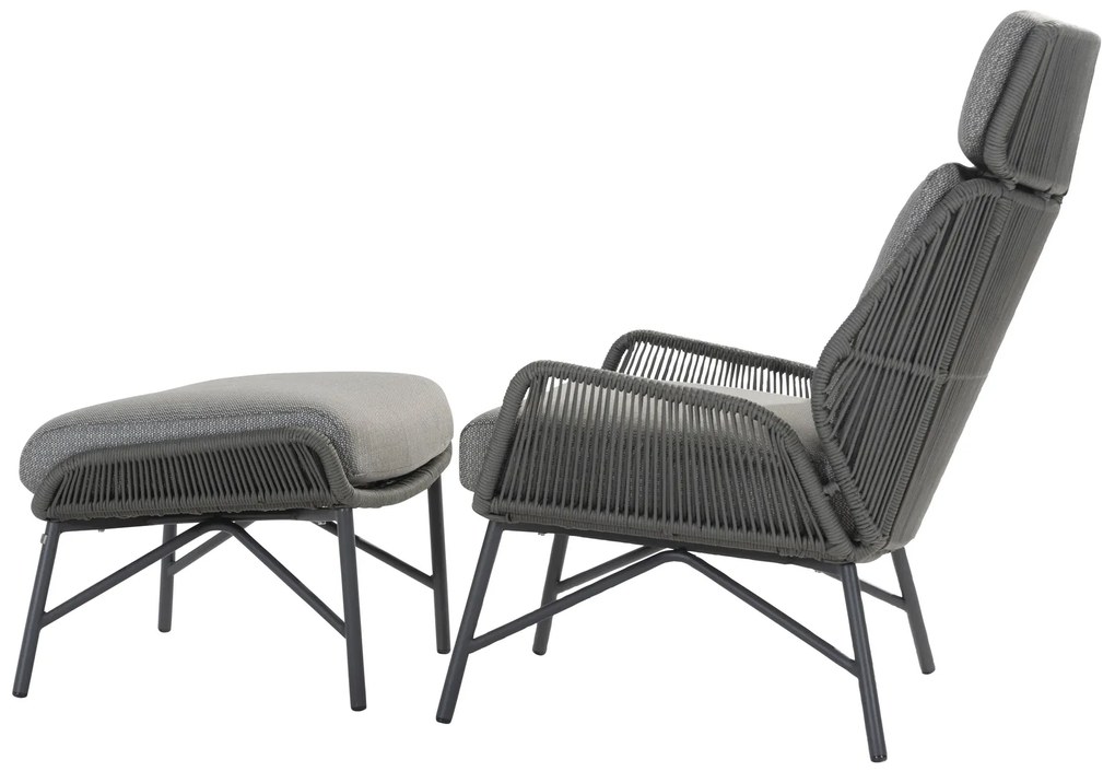 4 Seasons Outdoor Carthago balkonset platinum 2-delig * SALE * LoungestoelVoetenbank antraciet weerbestendig