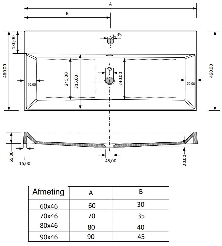 Fontana Kolo wastafelmeubel kasteel bruin 80cm zwarte wastafel 0 kraangaten met ronde spiegel