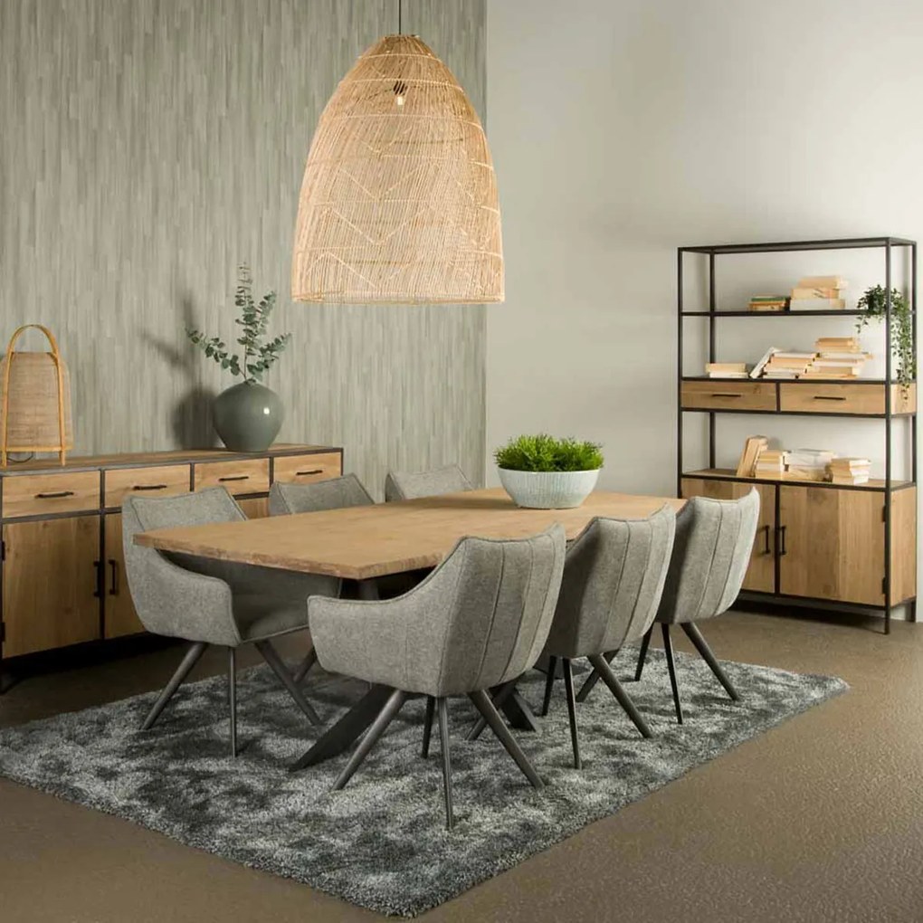 Tower Living Eettafel Spinpoot Gerookt Eiken 200x100 Luna - 200 X 100cm.