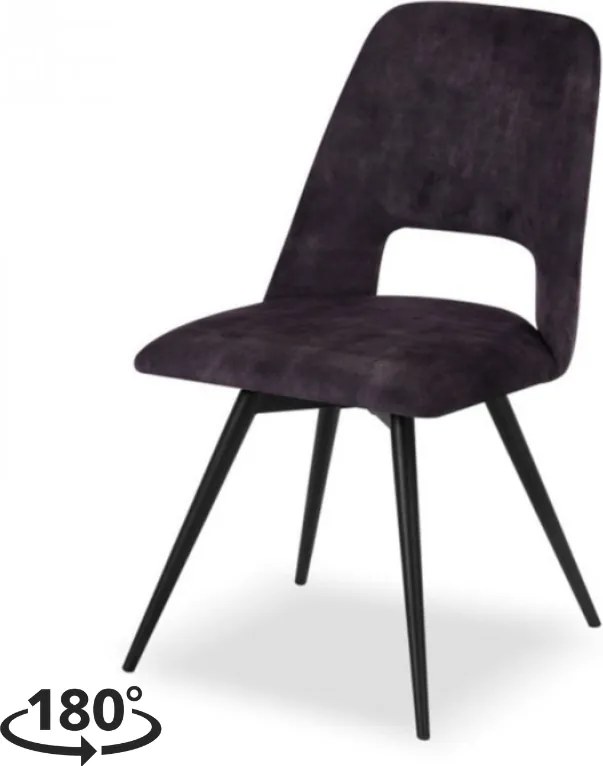 Eetkamerstoel - Malmo - Draaibaar - stof Velours Adore Donkergrijs